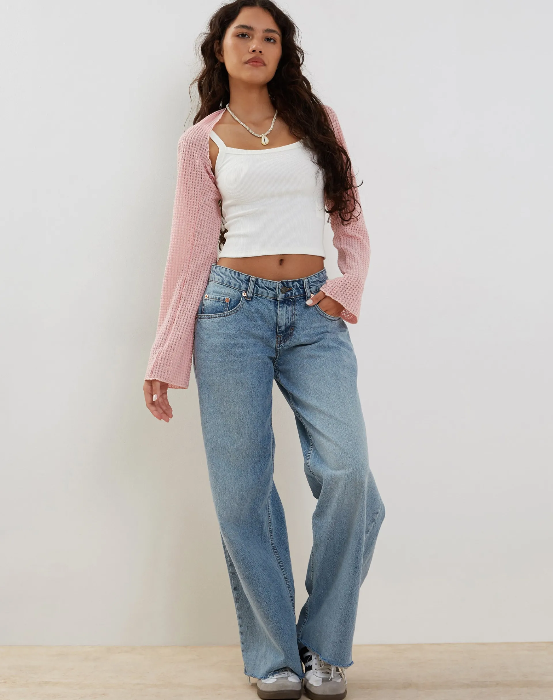 Motel Rocks Long Sleeve Tops-Nobila Shrug Top in Baby Pink