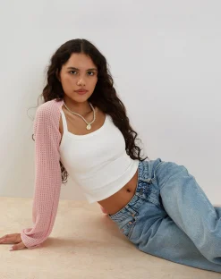 Motel Rocks Long Sleeve Tops-Nobila Shrug Top in Baby Pink