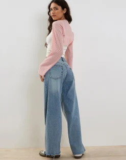 Motel Rocks Long Sleeve Tops-Nobila Shrug Top in Baby Pink