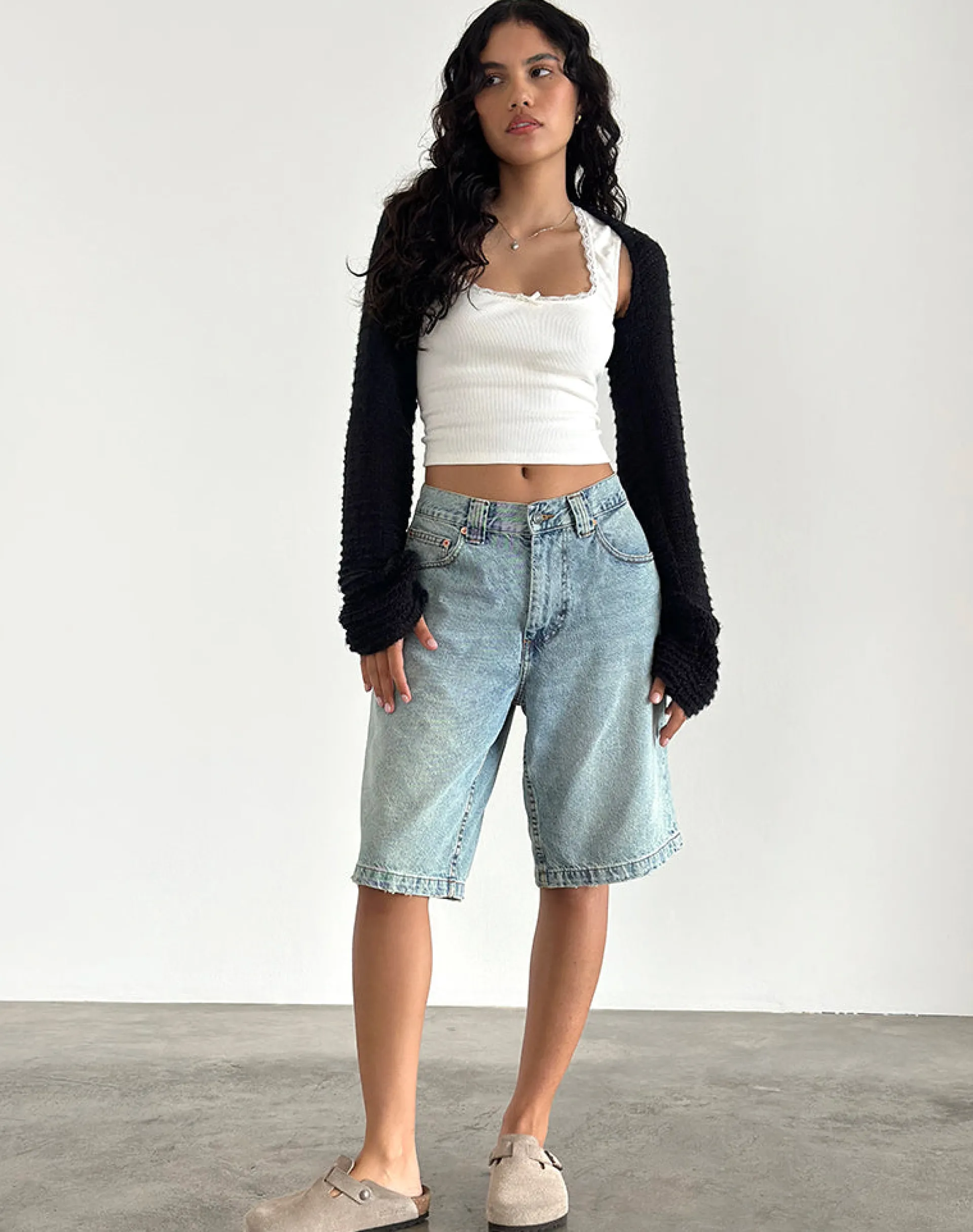 Motel Rocks Basic Tops-Nobila Shrug Top in Black