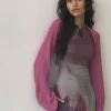 Motel Rocks Long Sleeve Tops-Nobila Shrug Top in Raspberry