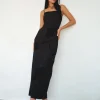 Motel Rocks Printed Dresses-Nodu Maxi Dress in Orchids Flock Black orchidsflockblack