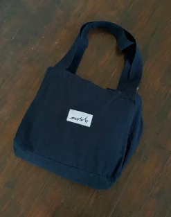 Motel Rocks Accessories-Nola Totebag in Navy with Motel Love Embroidery NavywithMotelLoveEmbroidery