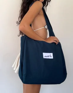 Motel Rocks Accessories-Nola Totebag in Navy with Motel Love Embroidery NavywithMotelLoveEmbroidery