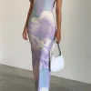 Motel Rocks Printed Dresses | Day Dresses-Norila Cami Maxi Dress in Slinky Orchid Petals Lilac SlinkyOrchidPetalsLilac
