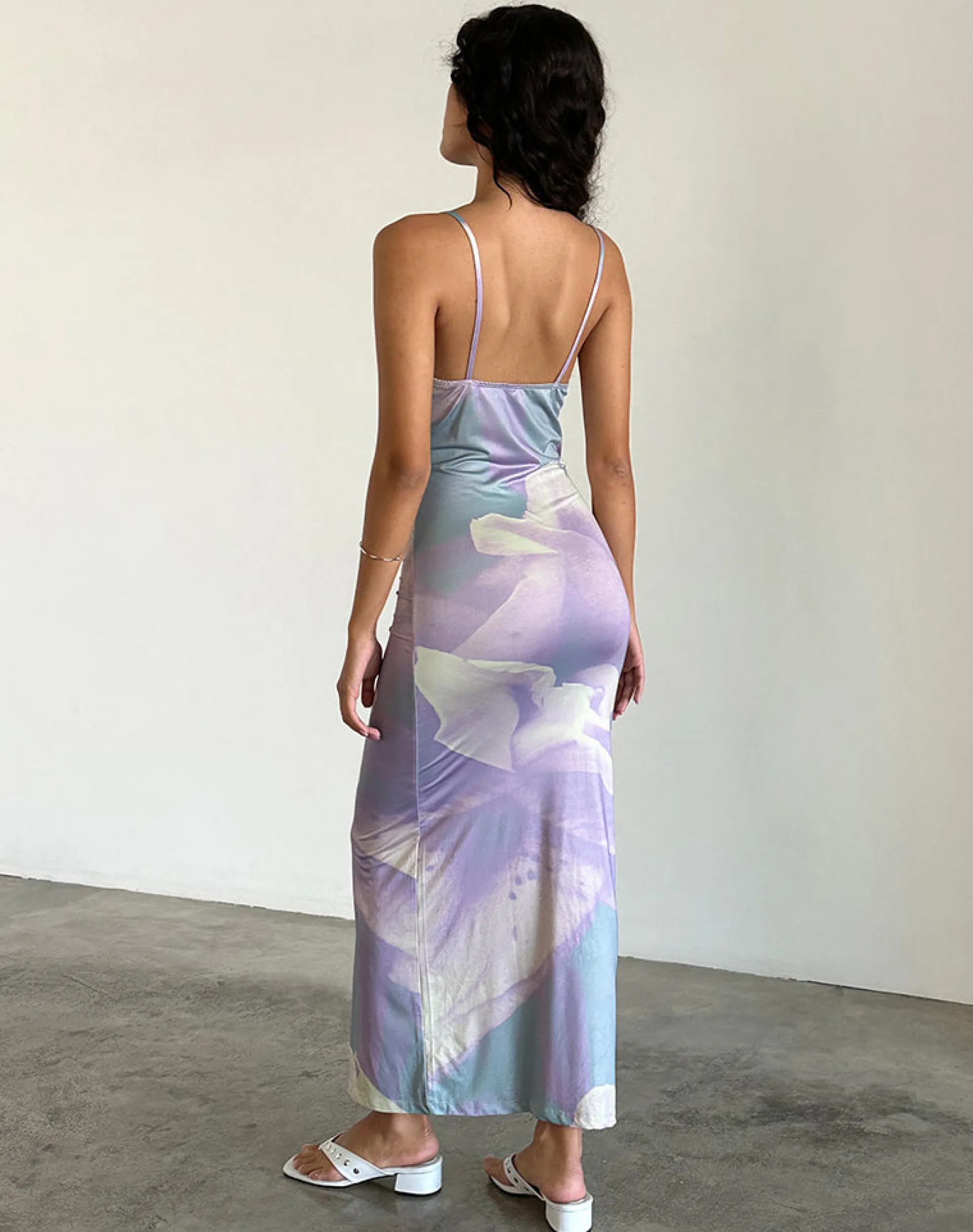 Motel Rocks Printed Dresses | Day Dresses-Norila Cami Maxi Dress in Slinky Orchid Petals Lilac SlinkyOrchidPetalsLilac