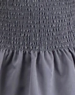 Motel Rocks Tailoring-Notina Puff Sleeve Top in Shirred Grey