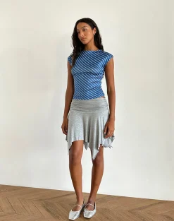 Motel Rocks Basics | Basic Tops-Nova Slinky Top in Blue Diagonal Stripe bluediagonalstripe