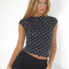 Motel Rocks Tees-Nova Top in Black Polka Jersey BlackPolkaJersey