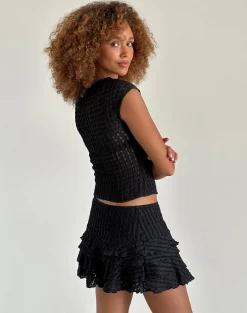 Motel Rocks Co-Ords | Basic Tops-Nova Top in Crinkle Jet Black CrinkleJetBlack
