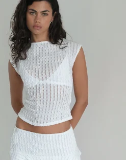 Motel Rocks Basics | Co-Ords-Nova Top in Crinkle White CrinkleWhite