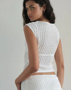 Motel Rocks Basics | Co-Ords-Nova Top in Crinkle White CrinkleWhite
