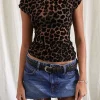 Motel Rocks Printed Tops | Going Out Tops-Nova Top in Flock Mesh Rar Leopard FlockMeshRarLeopard