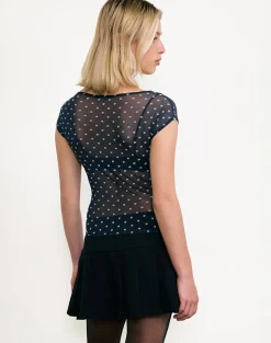 Motel Rocks Printed Tops-Nova Top in Heart Flock Navy and Yellow HeartFlockNavyandYellow