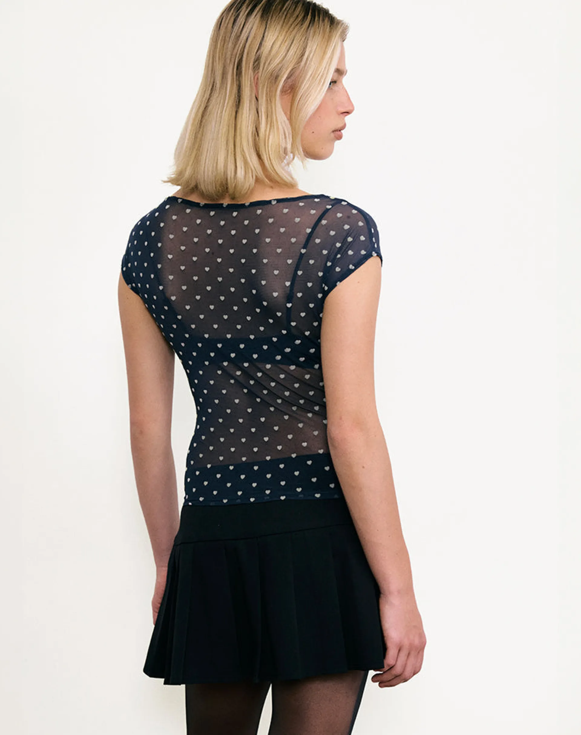 Motel Rocks Printed Tops-Nova Top in Heart Flock Navy and Yellow HeartFlockNavyandYellow