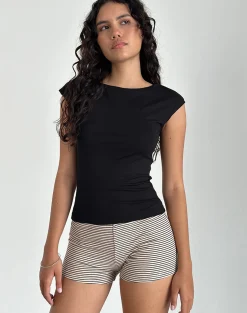 Motel Rocks Basics | Basic Tops-Nova Top in Jersey Black JerseyBlack