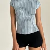 Motel Rocks Basic Tops | Printed Tops-Nova Top in Jersey Blue and Black Stripe JerseyBlueandBlackStripe