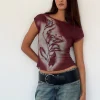 Motel Rocks Printed Tops-Nova Top in Lumen Mesh Brown LumenMeshBrown