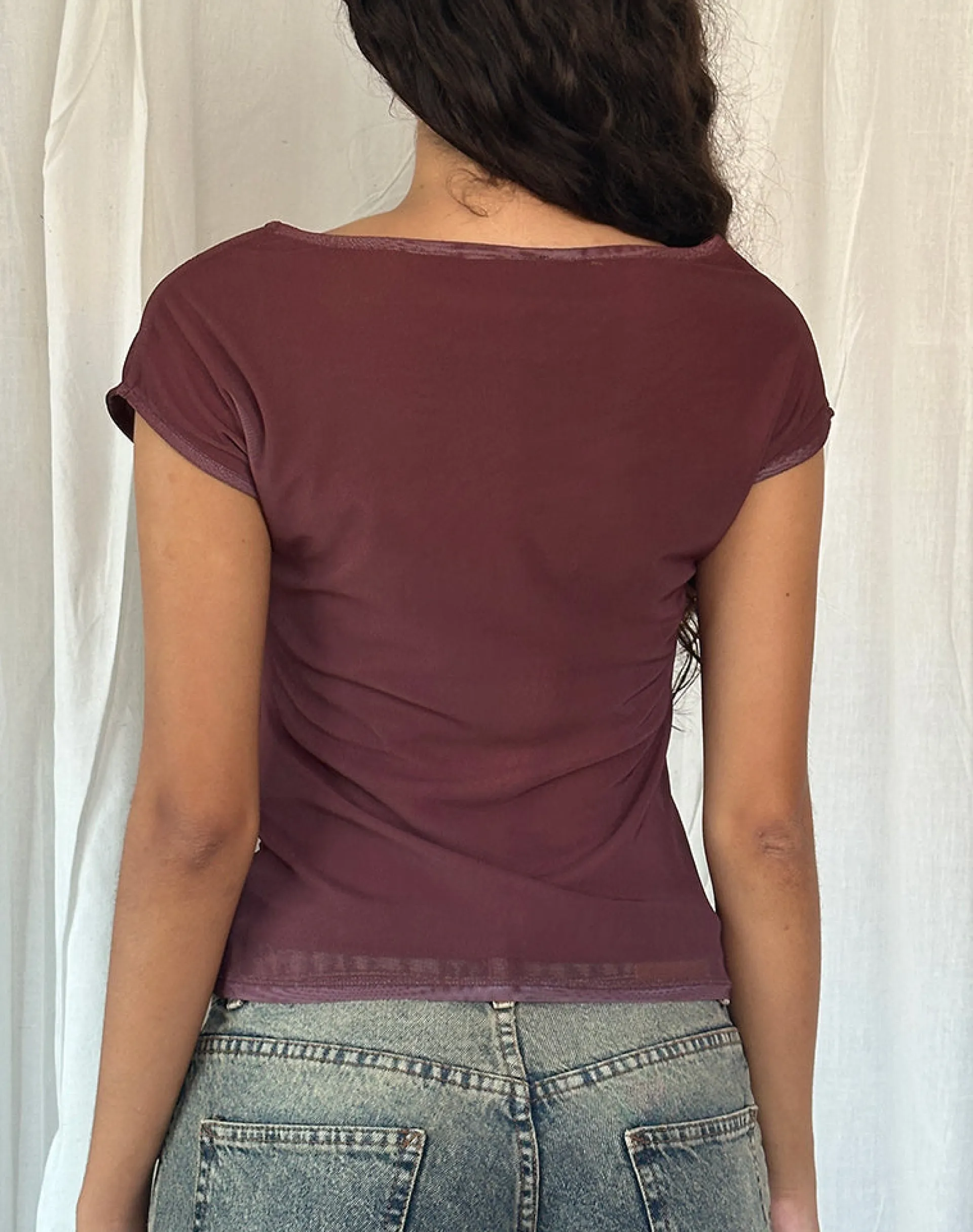 Motel Rocks Printed Tops-Nova Top in Lumen Mesh Brown LumenMeshBrown