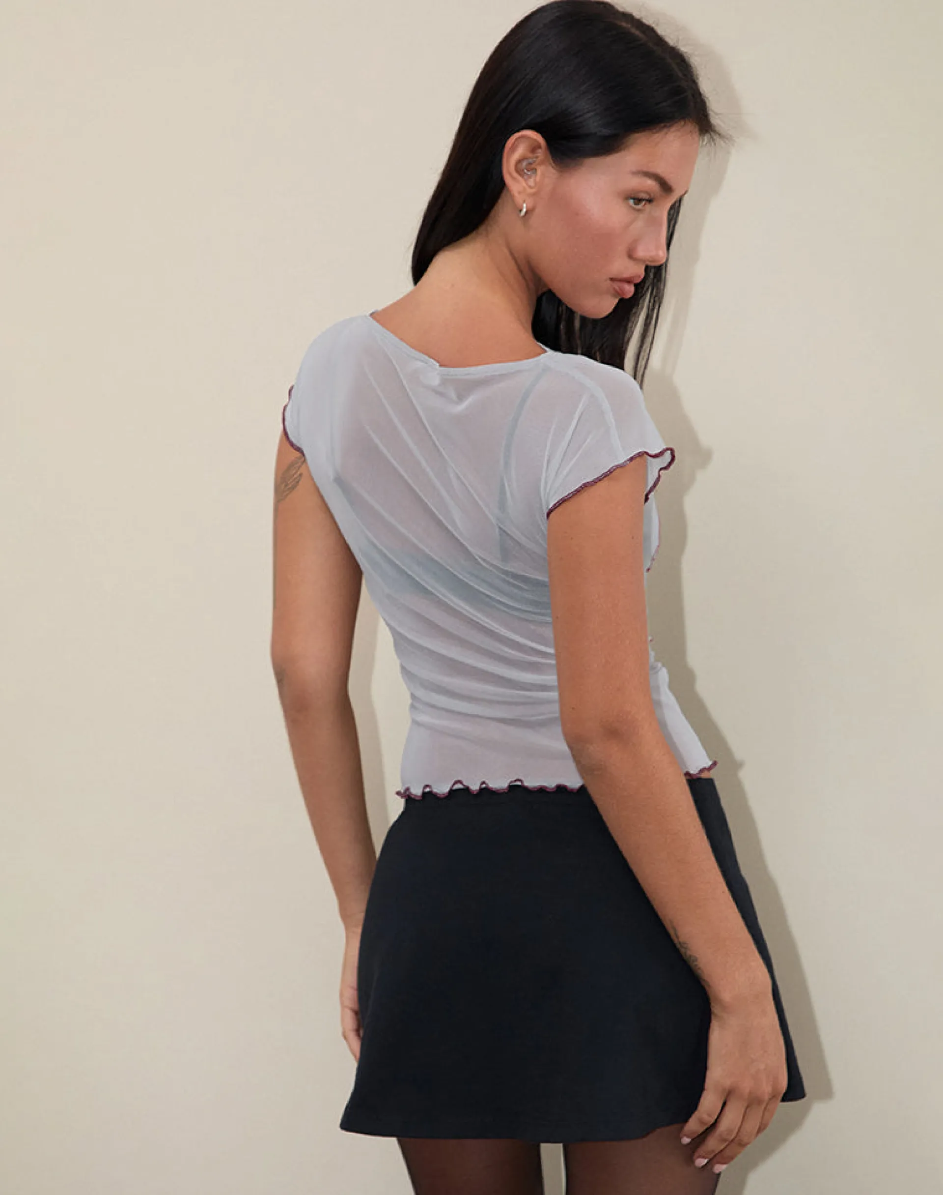 Motel Rocks Printed Tops | Going Out Tops-Nova Top in Mono Flower Flock Pale Grey MonoFlowerFlockPaleGrey