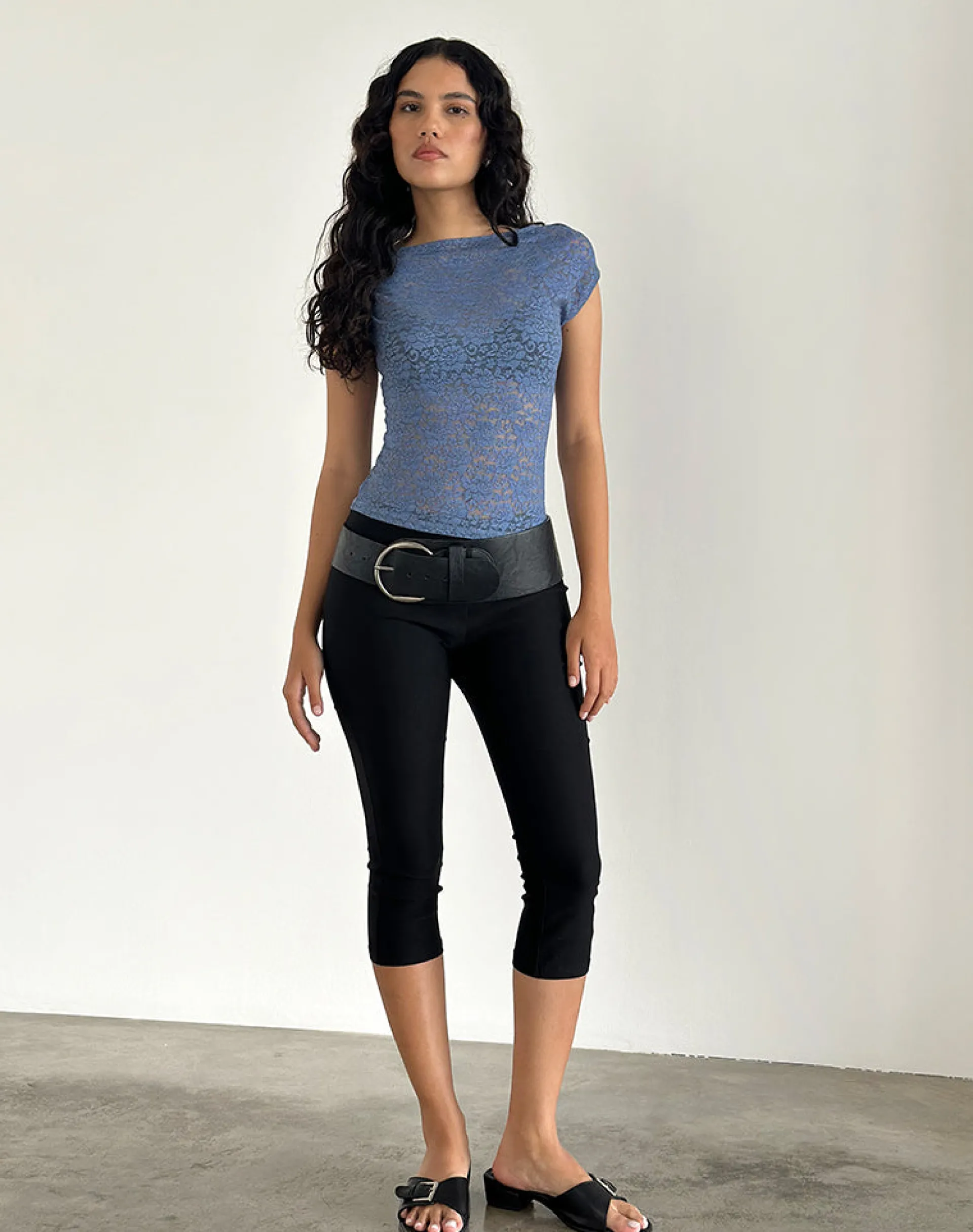 Motel Rocks Co-Ords | Printed Tops-Nova Top in Moonlight Blue Lace MoonlightBlueLace