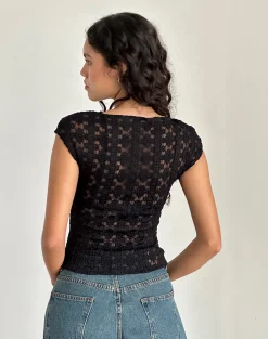 Motel Rocks Lace Tops | Going Out Tops-Nova Top in Regal Lace Black RegalLaceBlack