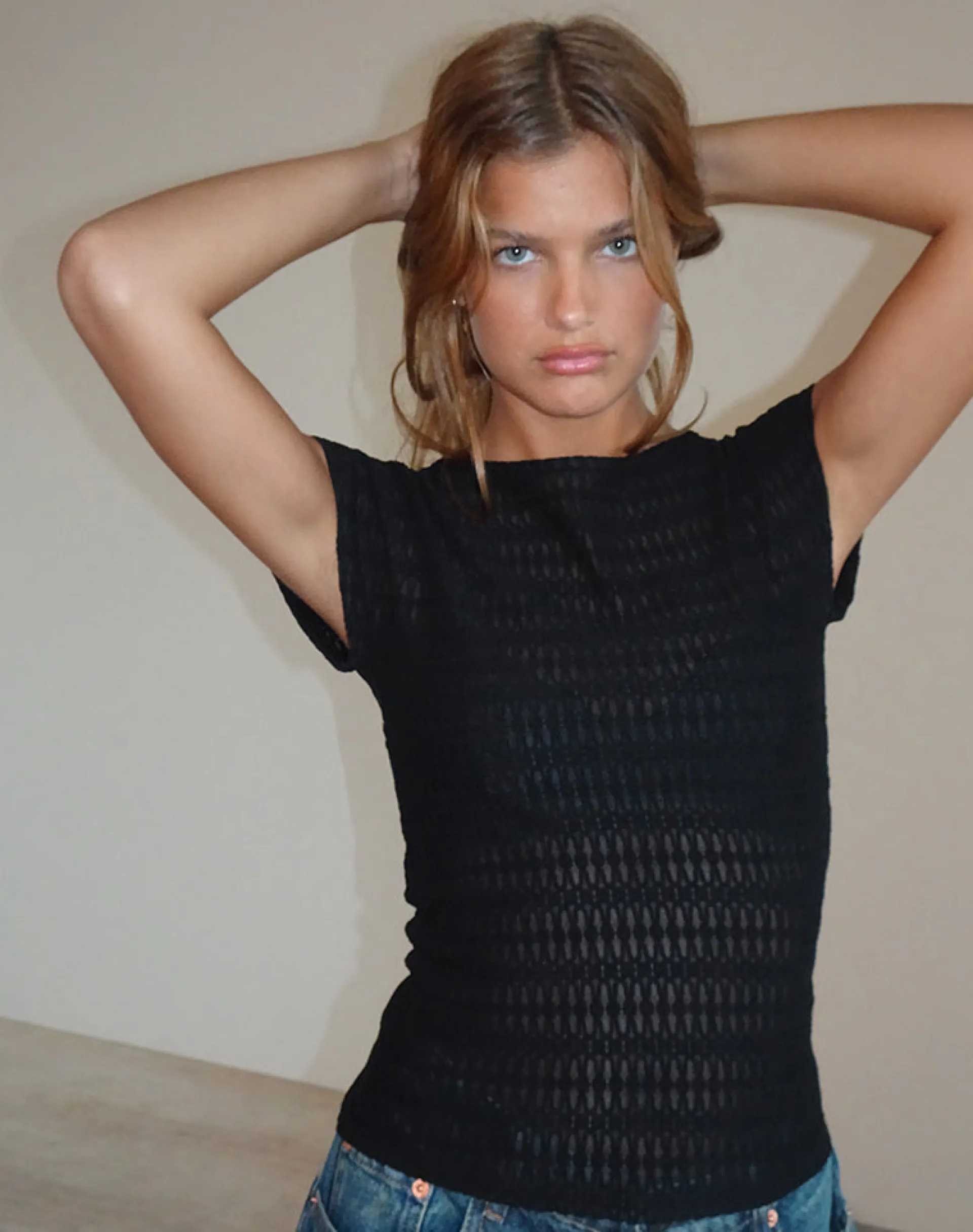 Motel Rocks Going Out Tops-Nova Top in Textured Black TexturedBlack