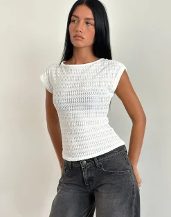 Motel Rocks Going Out Tops-Nova Top in Textured White TexturedWhite