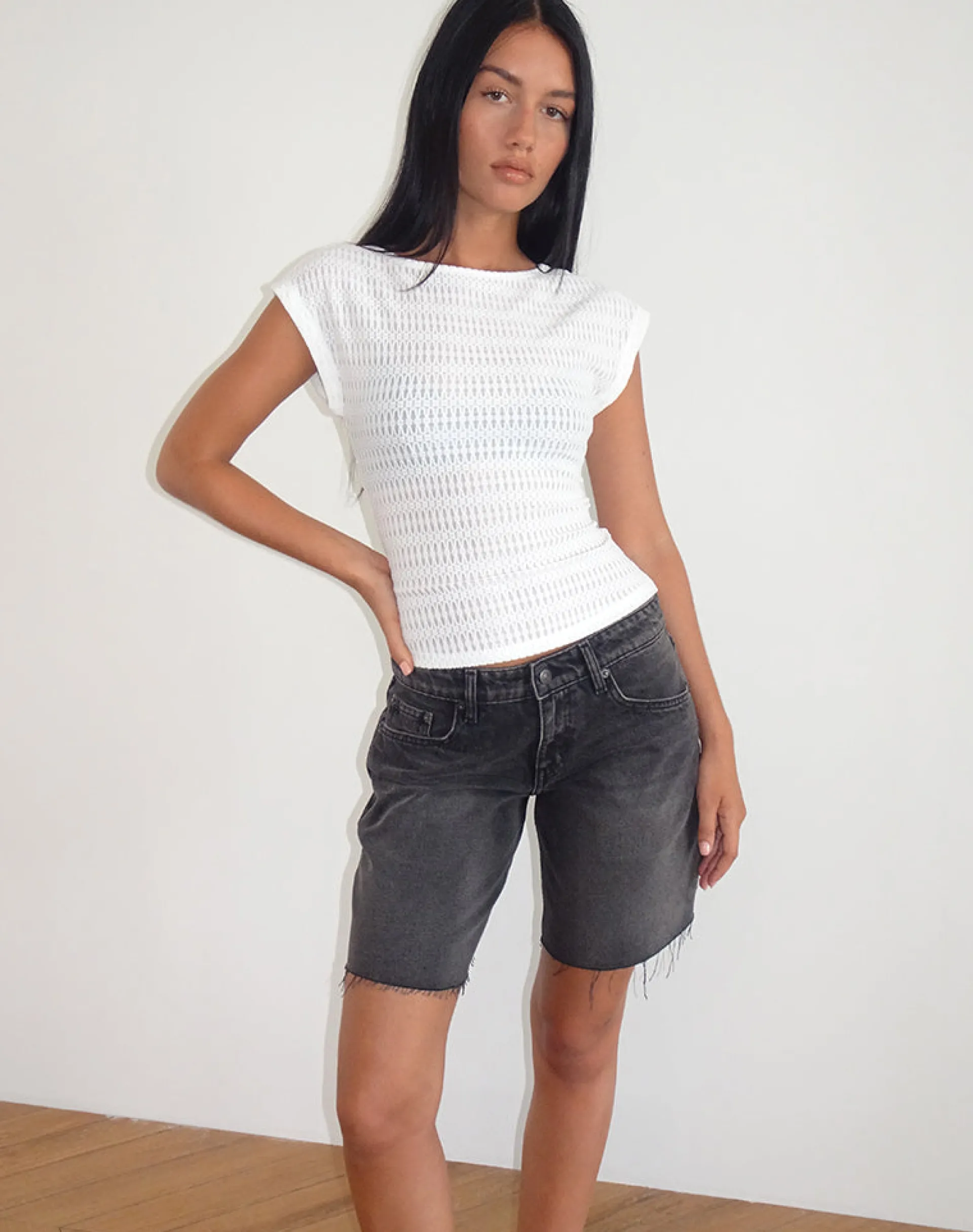 Motel Rocks Going Out Tops-Nova Top in Textured White TexturedWhite