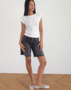 Motel Rocks Going Out Tops-Nova Top in Textured White TexturedWhite