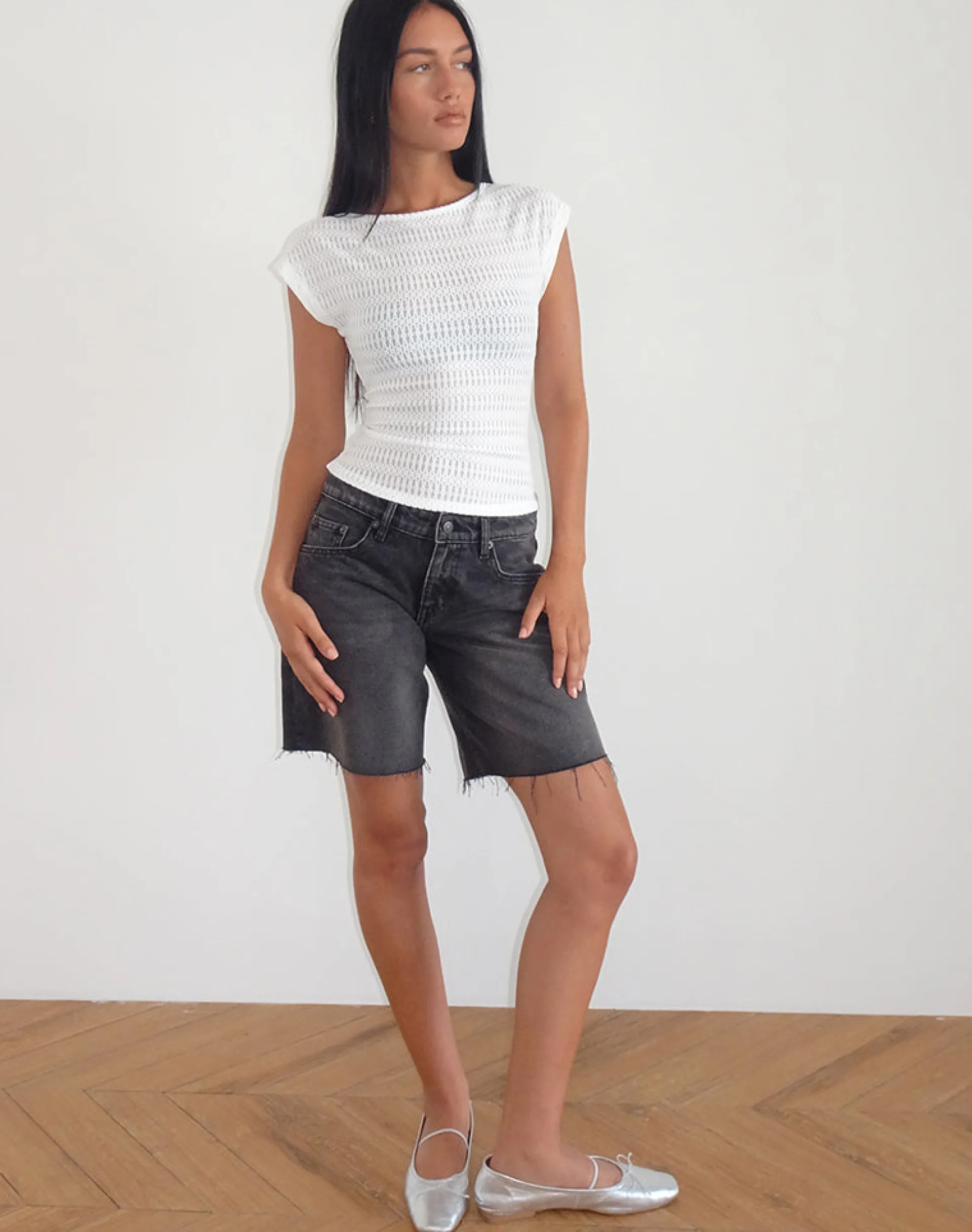 Motel Rocks Going Out Tops-Nova Top in Textured White TexturedWhite