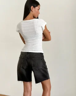 Motel Rocks Going Out Tops-Nova Top in Textured White TexturedWhite
