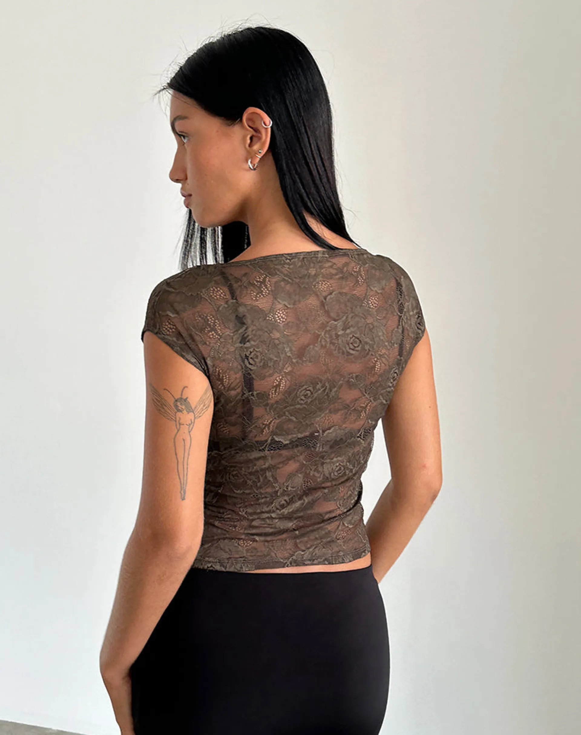 Motel Rocks Vest Tops | Lace Tops-Nova Unlined Lace Top in Dark Brown DarkBrown