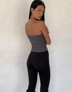 Motel Rocks Bandeau Tops-Novita Bow Detail Bandeau Top in Tailoring Charcoal Grey TailoringCharcoalGrey