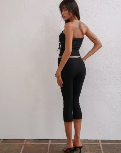 Motel Rocks Corset Tops | Bandeau Tops-Novita Bow Detail Bandeau Top in Tailoring Black TailoringBlack