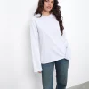 Motel Rocks Long Sleeve Tops | Tees-OB Oversized Long Sleeve Tee Top in White