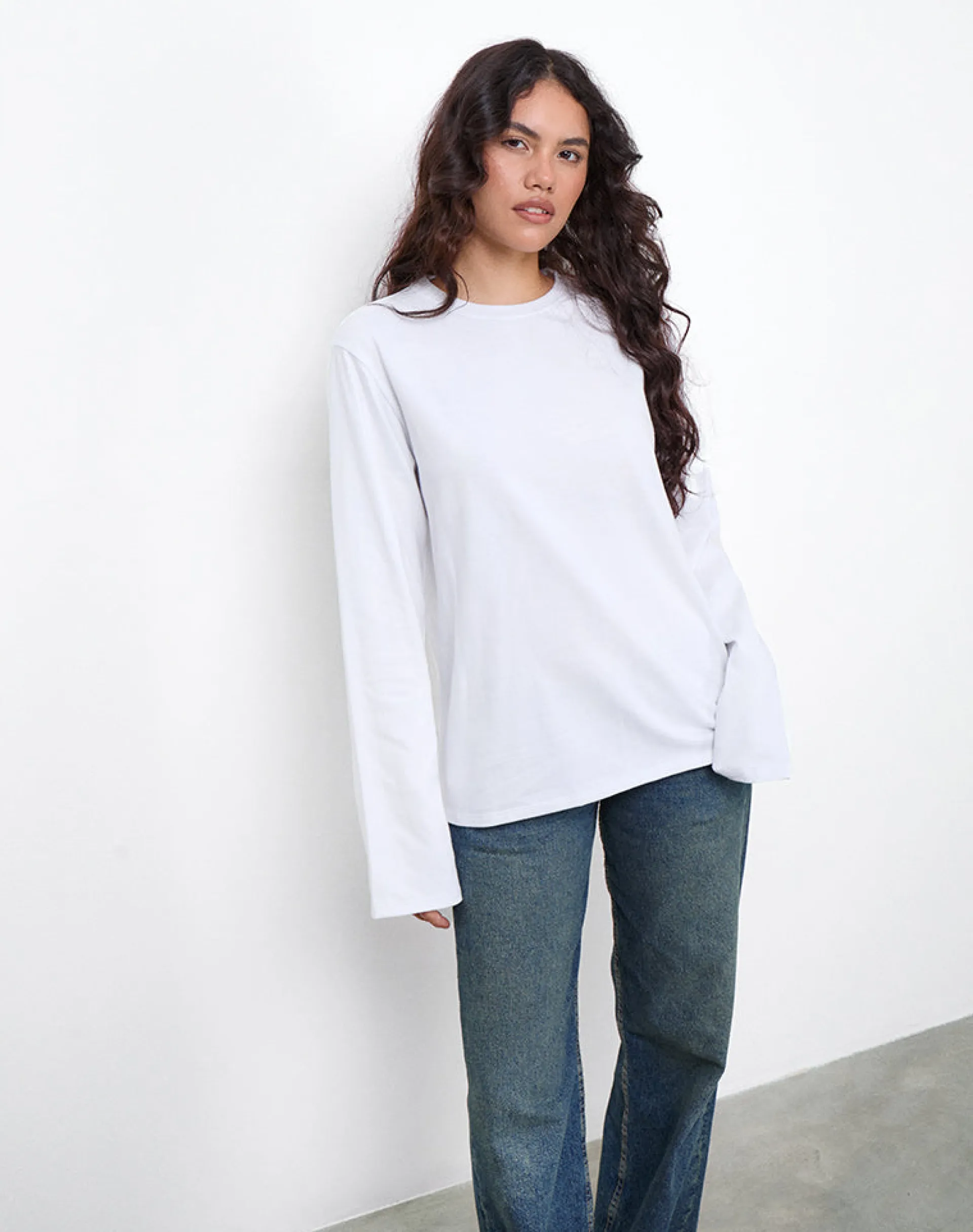 Motel Rocks Long Sleeve Tops | Tees-OB Oversized Long Sleeve Tee Top in White