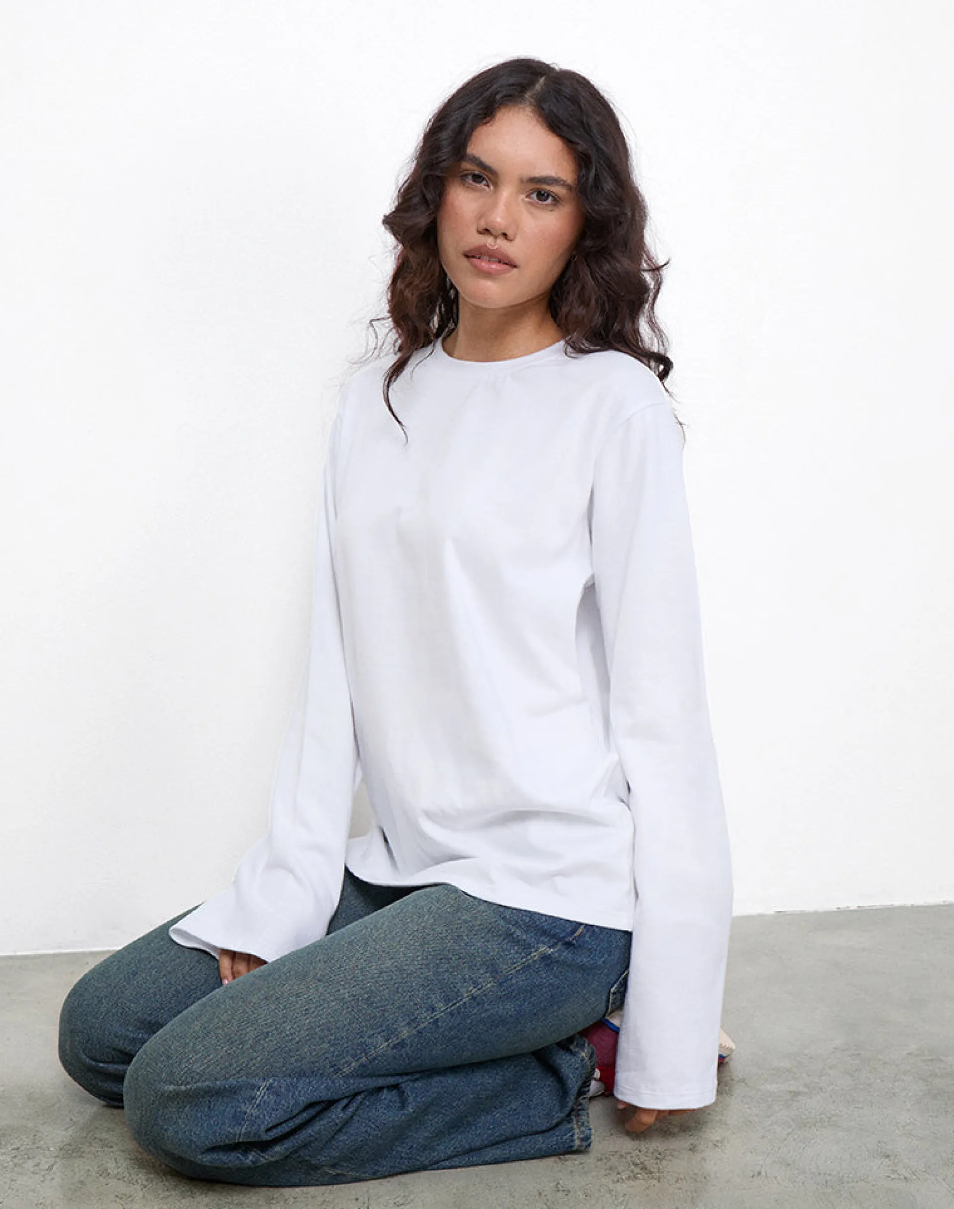 Motel Rocks Long Sleeve Tops | Tees-OB Oversized Long Sleeve Tee Top in White