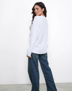 Motel Rocks Long Sleeve Tops | Tees-OB Oversized Long Sleeve Tee Top in White