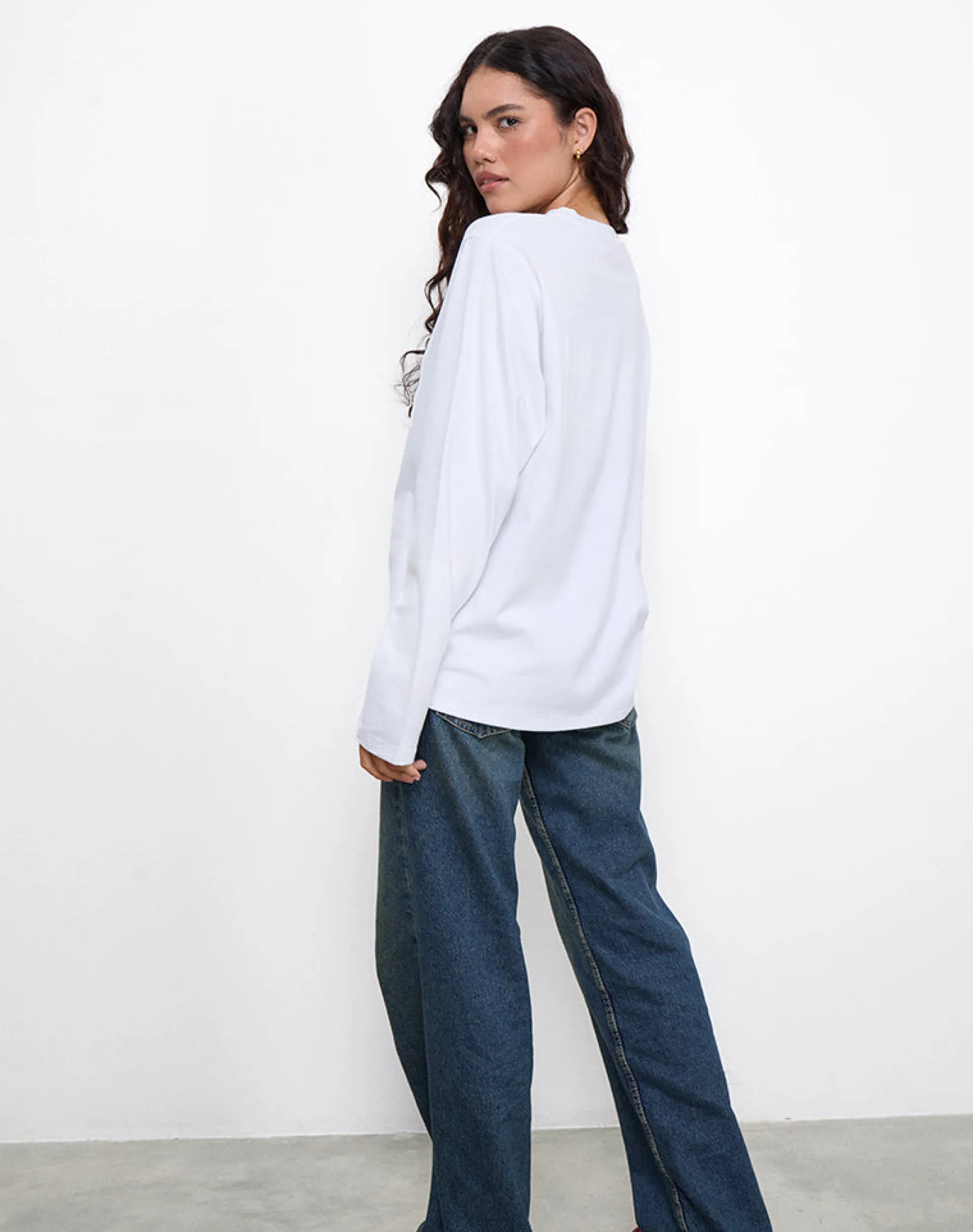 Motel Rocks Long Sleeve Tops | Tees-OB Oversized Long Sleeve Tee Top in White