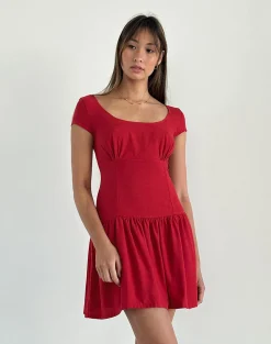 Motel Rocks Day Dresses | Party Dresses-Ohayo Mini Dress in Adrenaline Red