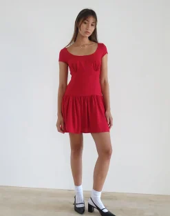 Motel Rocks Day Dresses | Party Dresses-Ohayo Mini Dress in Adrenaline Red