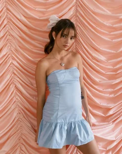 Motel Rocks Bandeau Dresses | Bodycon Dresses-Okapi Mini Dress in Powder Blue