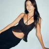 Motel Rocks Strappy Tops-Olgira Mesh Halterneck Vest Top in Black MeshBlack