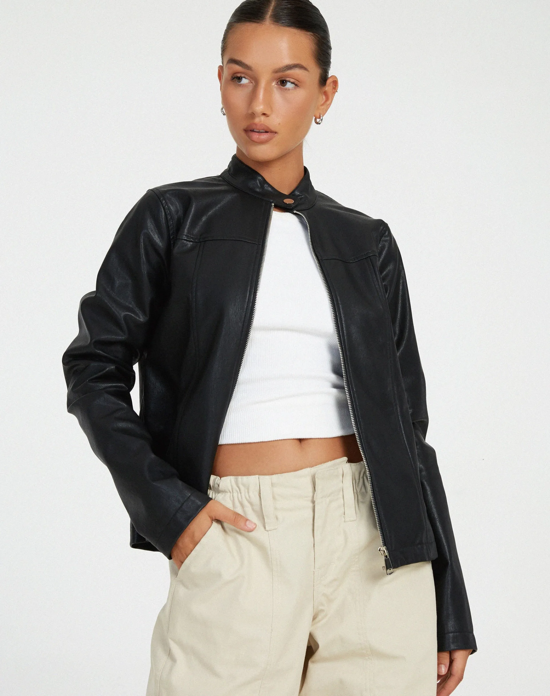 Motel Rocks Pu Jackets | Jackets-Olivia Jacket in PU Black PUBlack