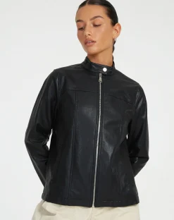 Motel Rocks Pu Jackets | Jackets-Olivia Jacket in PU Black PUBlack