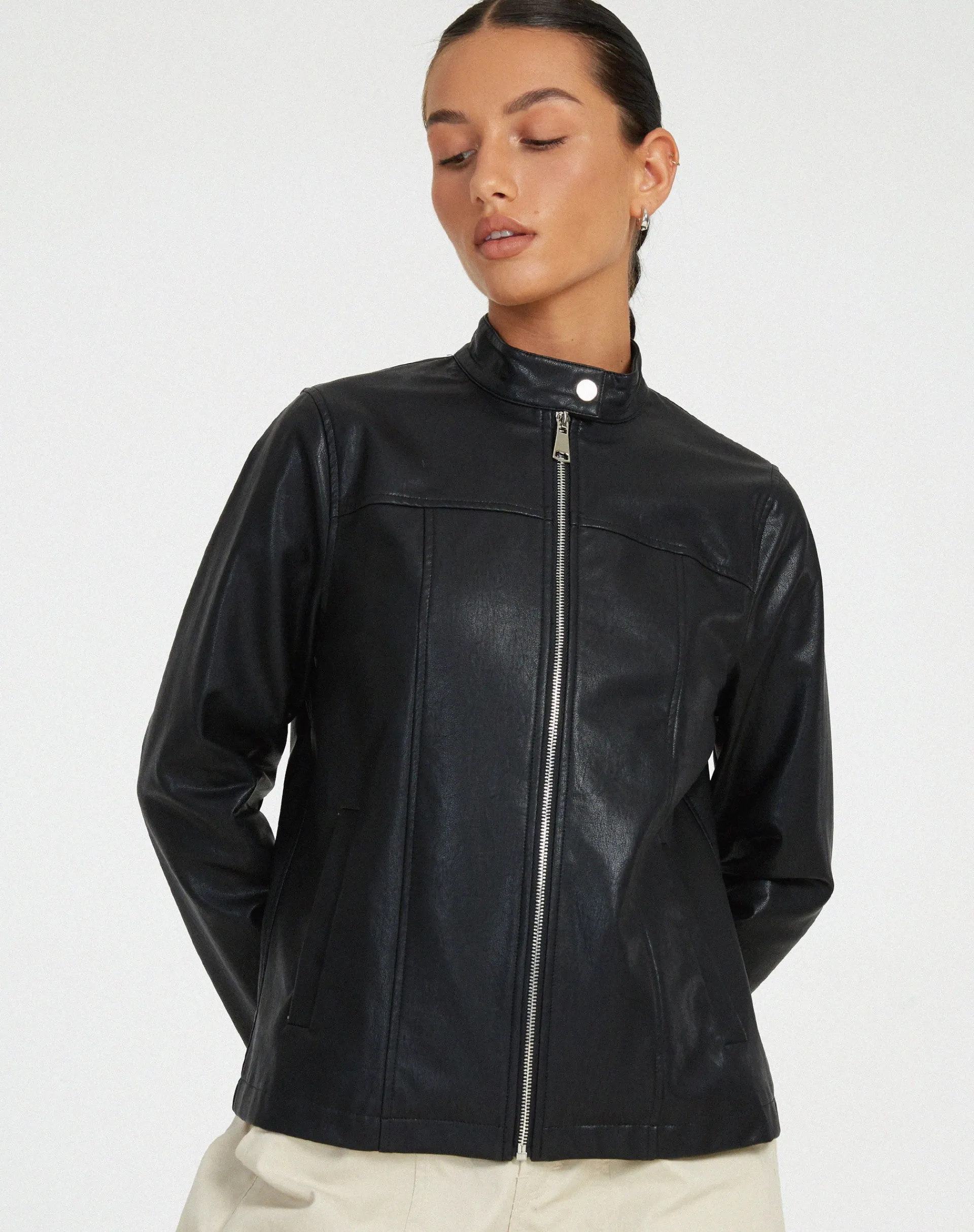 Motel Rocks Pu Jackets | Jackets-Olivia Jacket in PU Black PUBlack