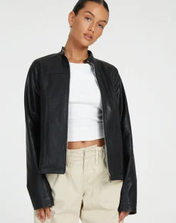 Motel Rocks Pu Jackets | Jackets-Olivia Jacket in PU Black PUBlack