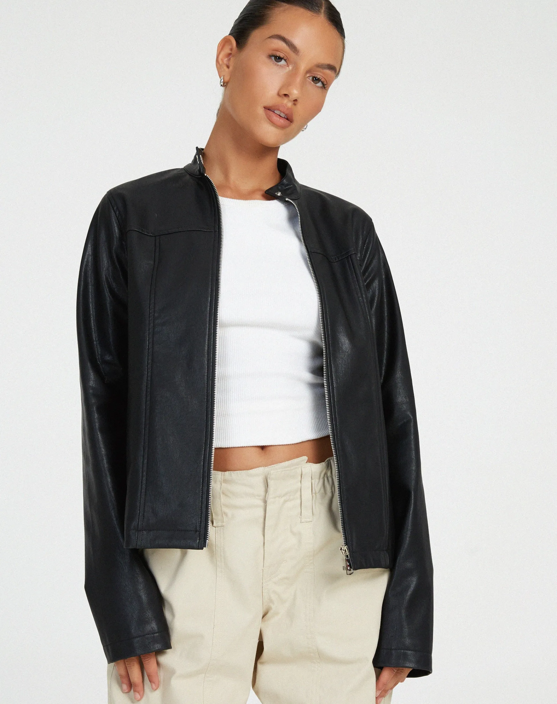 Motel Rocks Pu Jackets | Jackets-Olivia Jacket in PU Black PUBlack