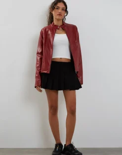 Motel Rocks Pu Jackets | Jackets-Olivia Jacket in PU Blood Red PUBloodRed